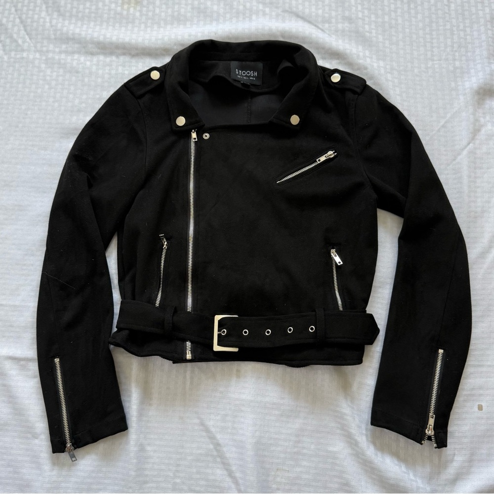 Stoosh Black Biker Jacket with Silver Accents